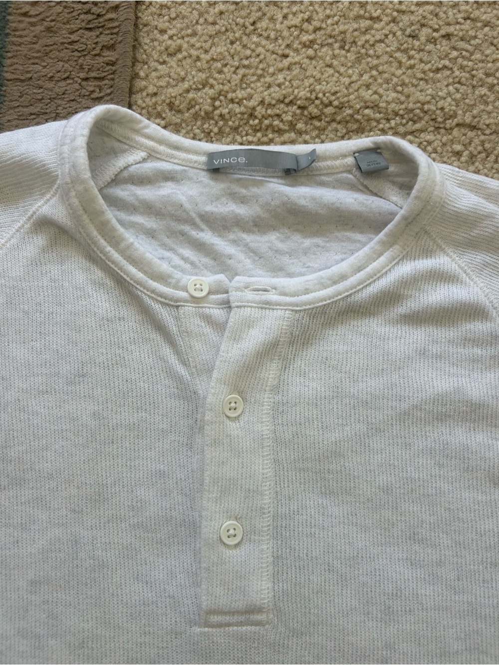 Vince Light Heather Grey Long-Sleeve Henley Shirt - Picture 2 of 4